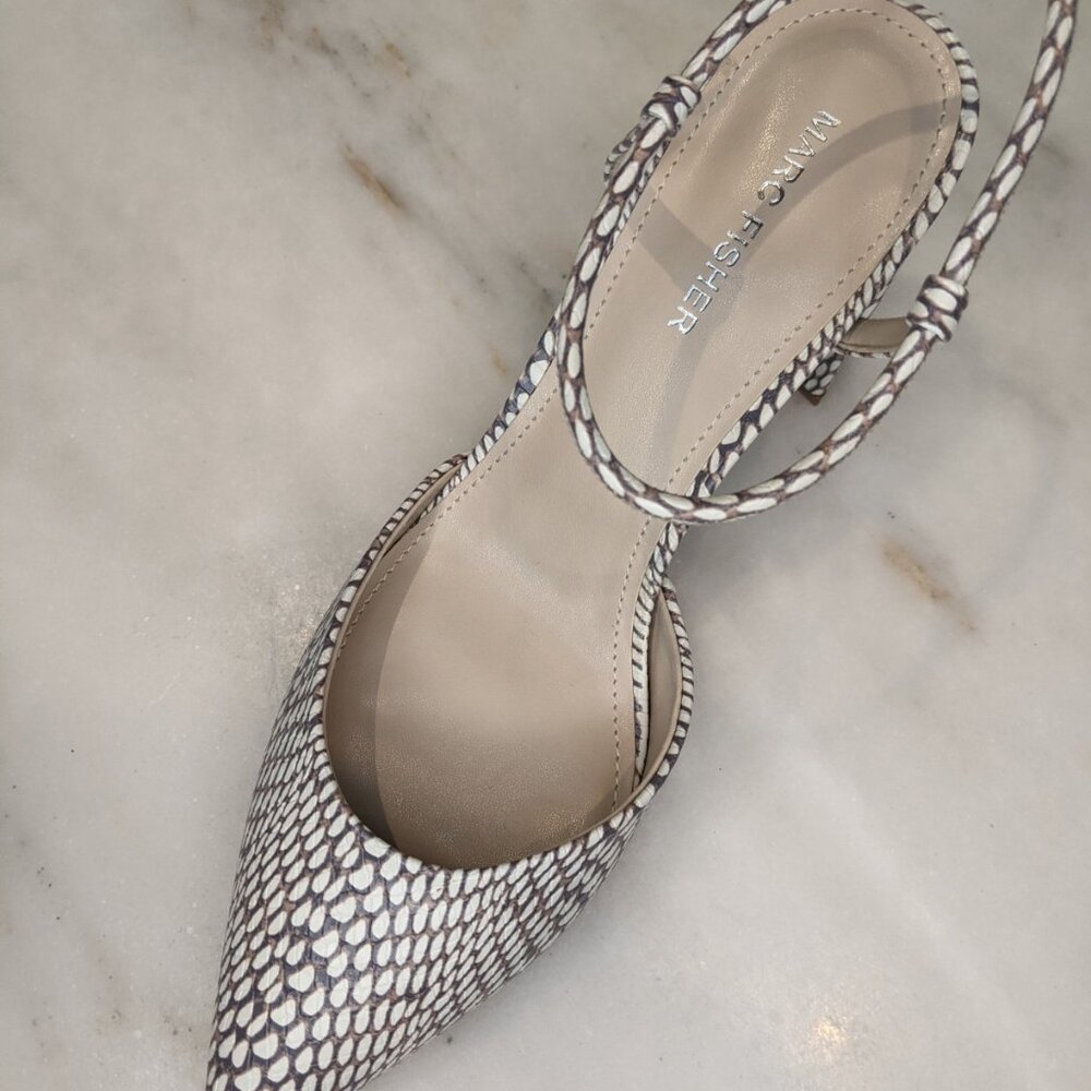 Callo Snakeskin Slingback Block Heel Pumps - Picture 6 of 6